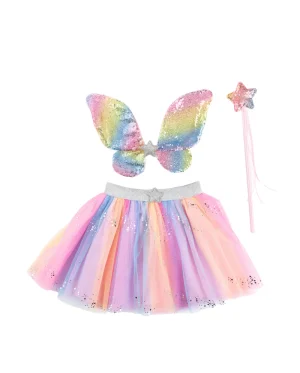 GP - Rainbow Sequins Skirt With Wings & Wand, Size 4-6