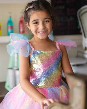 GP -Rainbow Fairy Dress & Wings, Size 5-6
