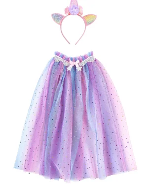GP -  Rainbow Unicorn Cape & Headband, Size 4-6