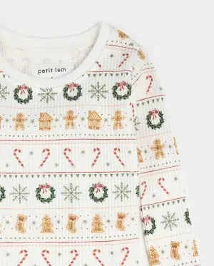 Petit Lem - Christmas Waffle 2pc Pajama
