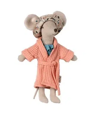 Maileg - Bathrobe Mum Mouse Coral