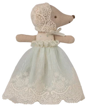 Maileg - Baby mouse in gown - Mint SS26
